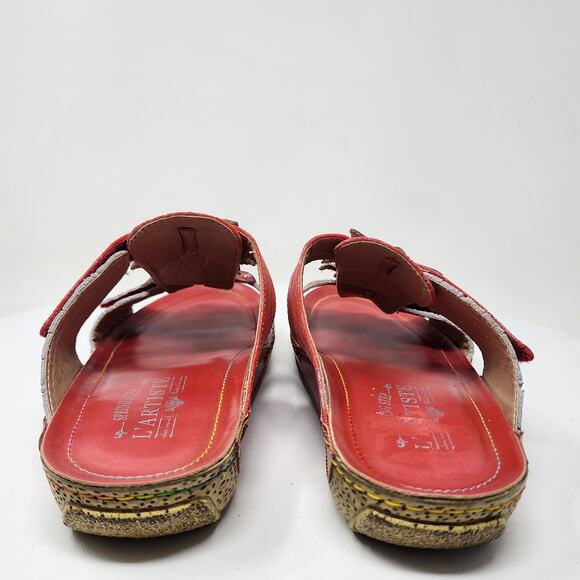 L'Artiste by Spring Step Karina Slide Sandals Women EU39/US8.5 Rouge Red Floral - Picture 6 of 12